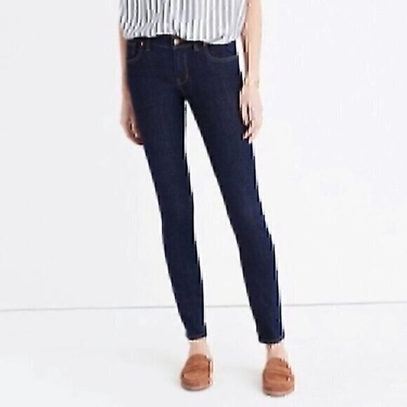MADEWELL Skinny Skinny Ankle Jeans Dark Wash Mid Rise Waist Cropped Crop 27 W27 - Picture 1 of 12